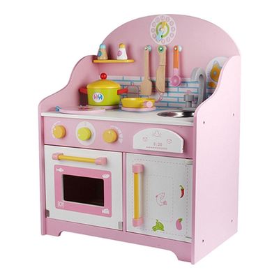 Gereçler 30cm Pembe Ahşap Oyun Mutfak Masa Üstü Oyun Evi Oyuncakları