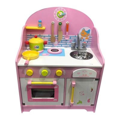 Gereçler 30cm Pembe Ahşap Oyun Mutfak Masa Üstü Oyun Evi Oyuncakları