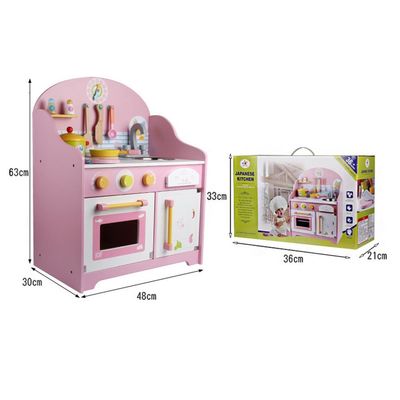 Gereçler 30cm Pembe Ahşap Oyun Mutfak Masa Üstü Oyun Evi Oyuncakları