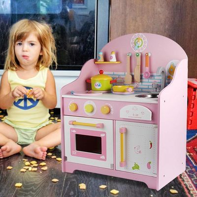 Gereçler 30cm Pembe Ahşap Oyun Mutfak Masa Üstü Oyun Evi Oyuncakları