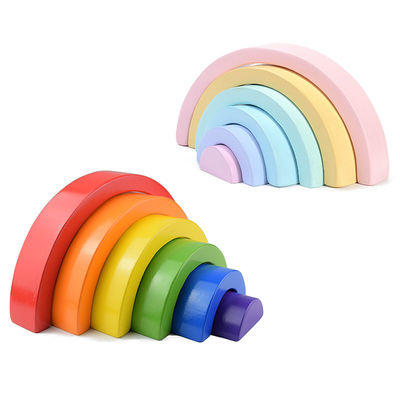 4.5cm Ahşap Bloklar Oyuncaklar Kemerli İstifleme Gökkuşağı Blokları