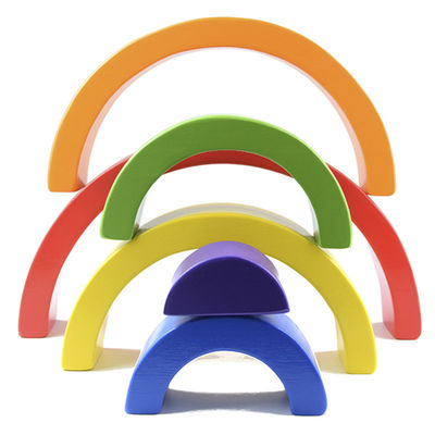 4.5cm Ahşap Bloklar Oyuncaklar Kemerli İstifleme Gökkuşağı Blokları