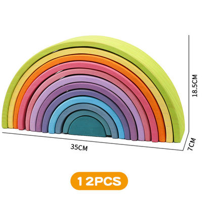 30cm Çam Ahşap Blok Oyuncaklar Gökkuşağı Yapı Taşları Kule Oyuncakları