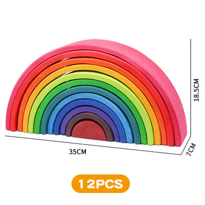 30cm Çam Ahşap Blok Oyuncaklar Gökkuşağı Yapı Taşları Kule Oyuncakları