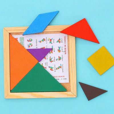 Kare 11cm Ahşap Montessori Bebek Oyuncakları 7 Parça Yapboz