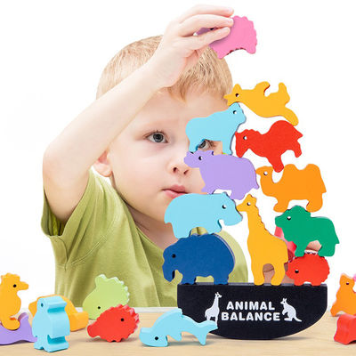 Çocuklar 3cm Dinozor Ahşap Yapı Taşları Oyuncak Hayvan Kasabası Ahşap Bloklar