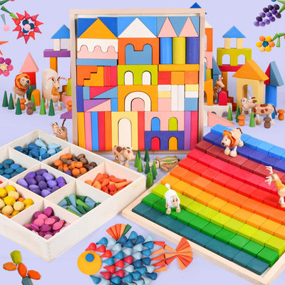 Montessori Küçük Çocuklar İçin 2.5cm Doğal Ahşap Yapı Taşları