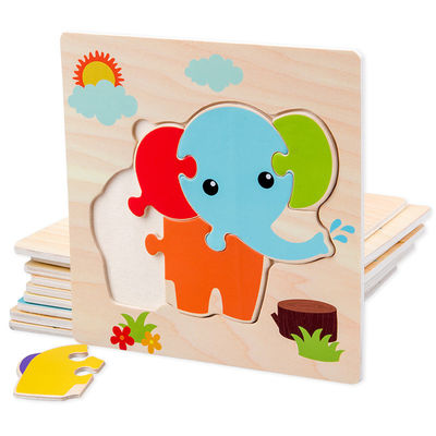 Montessori Oyunları Bebek Oyuncakları Hayvanlar trafik Çocuklar 3D Bulmacalar Ahşap Karikatür Biliş Bulmaca Oyuncak Eşleştirme