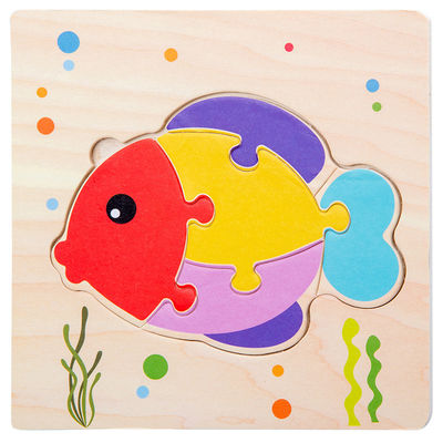 Montessori Oyunları Bebek Oyuncakları Hayvanlar trafik Çocuklar 3D Bulmacalar Ahşap Karikatür Biliş Bulmaca Oyuncak Eşleştirme