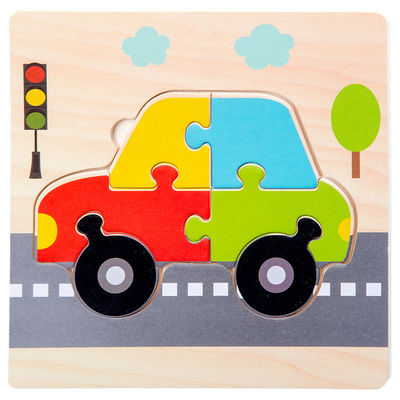Montessori Oyunları Bebek Oyuncakları Hayvanlar trafik Çocuklar 3D Bulmacalar Ahşap Karikatür Biliş Bulmaca Oyuncak Eşleştirme