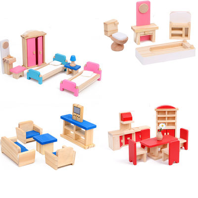 Klasik 26CM Ahşap Bebek Evi Mobilyası Diy Minyatür Dollhouse Aksesuarları
