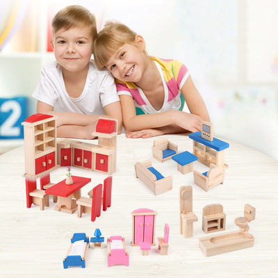 Klasik 26CM Ahşap Bebek Evi Mobilyası Diy Minyatür Dollhouse Aksesuarları
