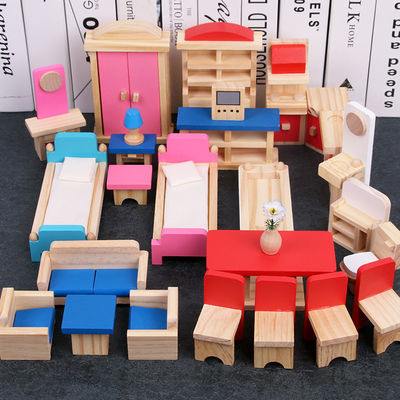 Klasik 26CM Ahşap Bebek Evi Mobilyası Diy Minyatür Dollhouse Aksesuarları