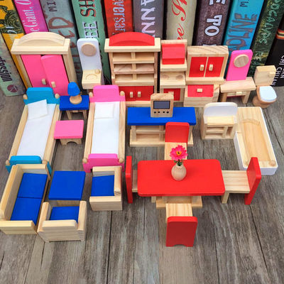 Klasik 26CM Ahşap Bebek Evi Mobilyası Diy Minyatür Dollhouse Aksesuarları