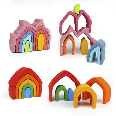 DIY Montajlı 11.5cm Ahşap Bloklar Oyuncaklar Montessori Blok Seti Yığılmış Denge