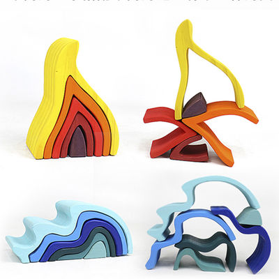 DIY Montajlı 11.5cm Ahşap Bloklar Oyuncaklar Montessori Blok Seti Yığılmış Denge
