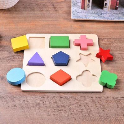 Sıralama Ahşap Montessori Bebek Oyuncakları Geometrik Ahşap Bloklar 15cm Okul Öncesi