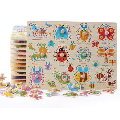 Unisex 15cm Ahşap Hayvan Yapboz Bulmacalar Ahşap Eğitici Oyuncaklar