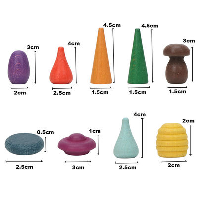 Koniler 4cm Ahşap Gökkuşağı İstifleyici Ahşap Mantar Yapboz
