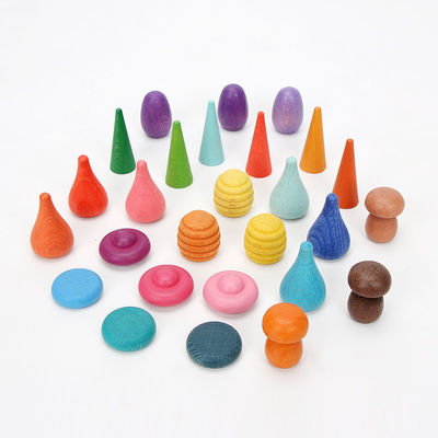 Koniler 4cm Ahşap Gökkuşağı İstifleyici Ahşap Mantar Yapboz