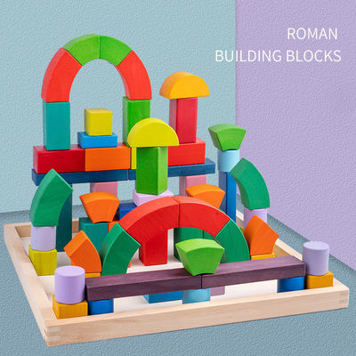 ISO9001 1001 Gece Ahşap Gökkuşağı İstifleyici Oyuncak Kayın Roma Grimms