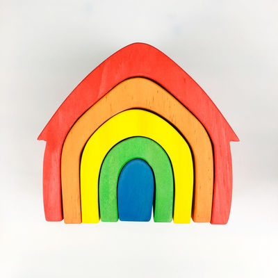 Pegdolls Ahşap Yapı Taşları Oyuncak Geometrik Gökkuşağı Yapı Taşları