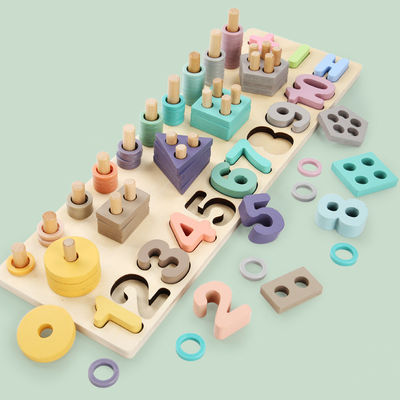 Geometrik 14cm Ahşap Matematik Oyuncak Montessori Matematik Blokları Okul Öncesi Öğretim