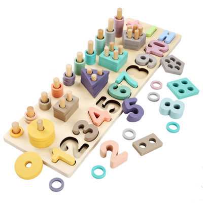 Geometrik 14cm Ahşap Matematik Oyuncak Montessori Matematik Blokları Okul Öncesi Öğretim