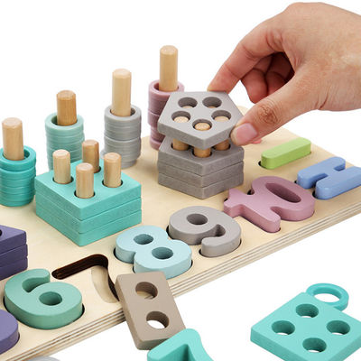 Geometrik 14cm Ahşap Matematik Oyuncak Montessori Matematik Blokları Okul Öncesi Öğretim