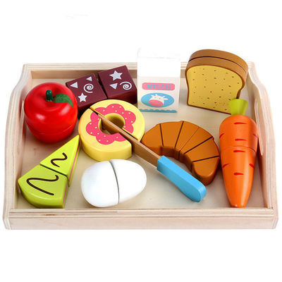 Montessori 9.5cm Ahşap Kesme Meyve Manyetik Sebze Oyuncak