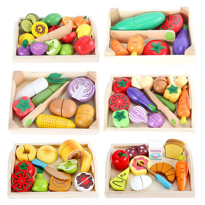 Montessori 9.5cm Ahşap Kesme Meyve Manyetik Sebze Oyuncak