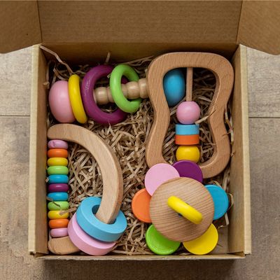Çıngırak Yatıştırıcı 11.6 cm Ahşap Diş Çıkarma Oyuncak Ahşap Çıngırak Diş Kaşıyıcı Gıda Sınıfı