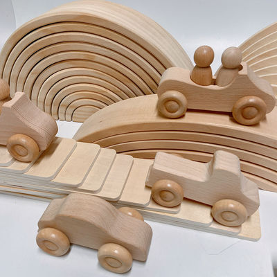Gökkuşağı 35.5cm Renkli Ahşap Yapı Taşları Büyük Bebek