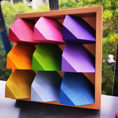 2300g 4cm Gökkuşağı Ahşap Çiçek Bulmaca Ahşap Taş İstifleme Oyunu