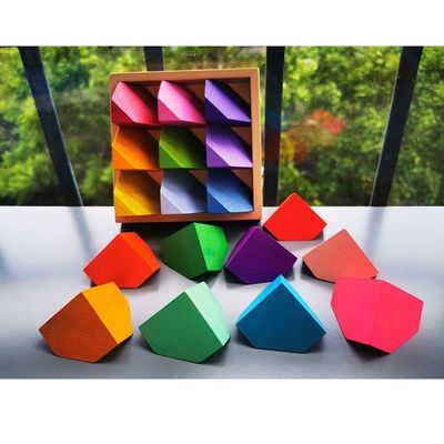 2300g 4cm Gökkuşağı Ahşap Çiçek Bulmaca Ahşap Taş İstifleme Oyunu