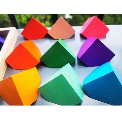 2300g 4cm Gökkuşağı Ahşap Çiçek Bulmaca Ahşap Taş İstifleme Oyunu