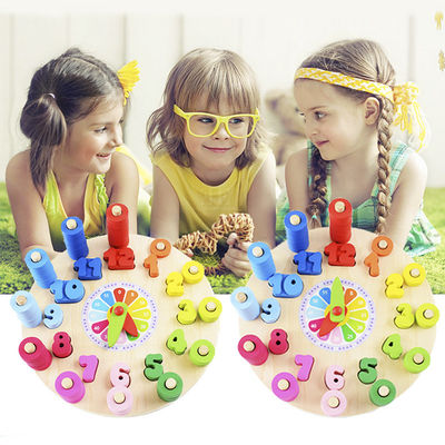 Geometri Saat Ahşap Bulmaca Numaraları Montessori Sayma Oyuncak