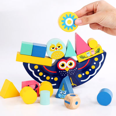 Bebek Erken Öğrenme Ahşap Montessori Ay Dengeleme Blokları