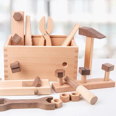 Erkek Çocuklar İçin Ahşap Montessori Çok Fonksiyonlu Tamir Aleti Seti