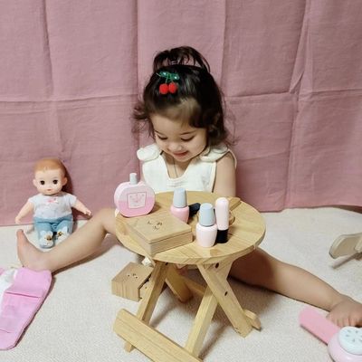 ISO9001 Çocuk Taşınabilir Montessori Ahşap Kozmetik Oyuncak Seti