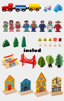 Mini Ahşap 88pcs City Road Builder Ahşap Tahta Oyunu