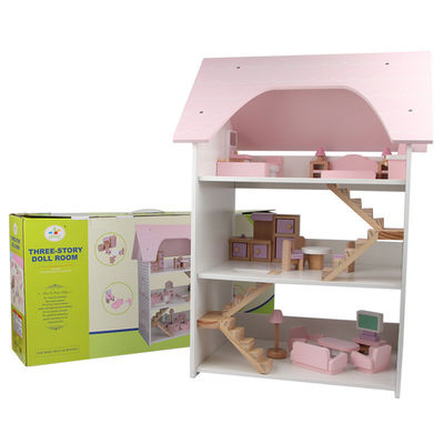 Çocuklar İçin Su Bazlı Kaplama Mini Ahşap Simülasyon Evi
