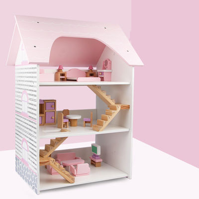 Çocuklar İçin Su Bazlı Kaplama Mini Ahşap Simülasyon Evi