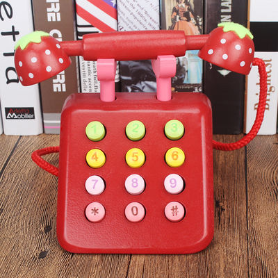 Bilişsel Gelişim İçin Geometrik Şekilli Ahşap Sabit Telefon