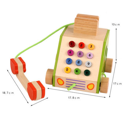 Bilişsel Gelişim İçin Geometrik Şekilli Ahşap Sabit Telefon