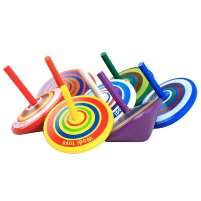 Stres Giderici Çocuklar İçin Gökkuşağı Ahşap Gyro Oyuncak Tekerlek