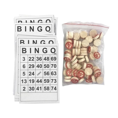 40 Bingo Numara Kartları DIY ile Vintage Ahşap Satranç Bingo Oyunu