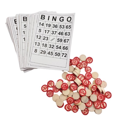 40 Bingo Numara Kartları DIY ile Vintage Ahşap Satranç Bingo Oyunu
