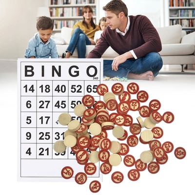 40 Bingo Numara Kartları DIY ile Vintage Ahşap Satranç Bingo Oyunu