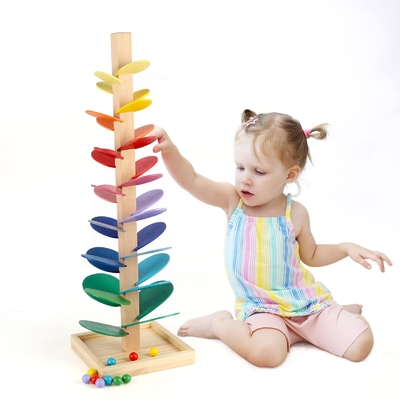Montessori Eğitici Oyuncak Blokları Ahşap Müzik Ağacı Mermer Top ile Run Track Oyunu Bebek Çocuk Çocuk Zeka Ahşap